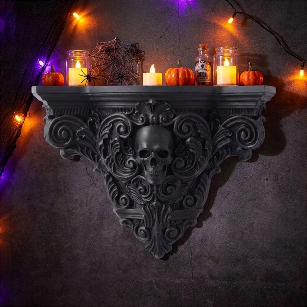 3D Printing Halloween Skull Wall Mount Shelf Vintage Style Art Skull Wall Rack  Crystal Storage
