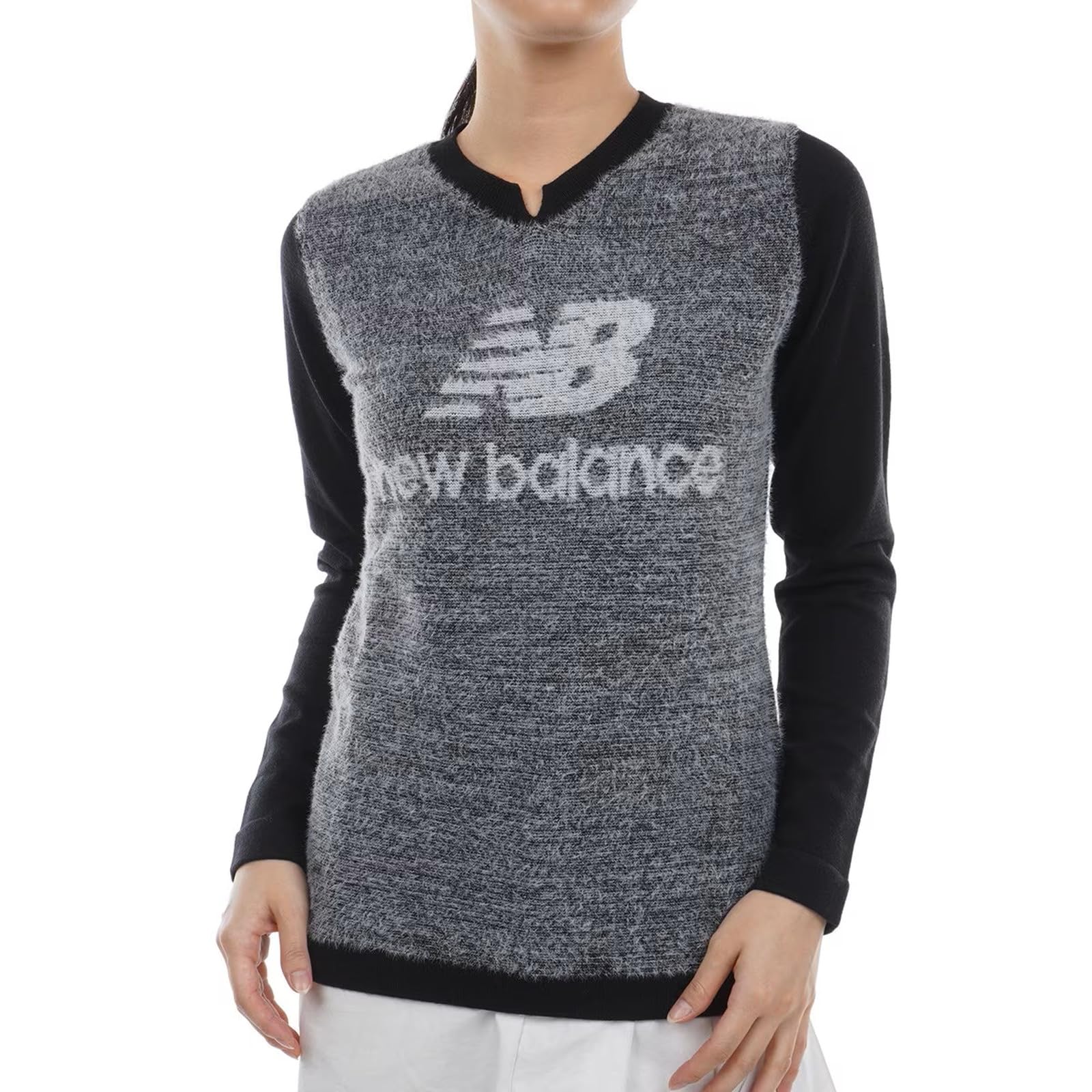 

crew neck knit striped dyna heat Golf sweater 1 [New Balance] Women s (12G pattern, hot storage) / / 012-3270504 010_Black [M]