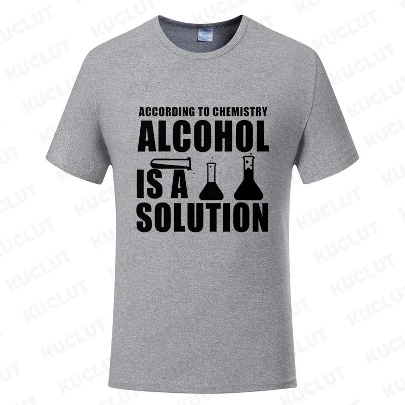 Funny Chemistry Nerd Science Alcohol Solution Male T-Shirt Tees for Men Casual T Shirts Fashion Summer Tshirts Top Teacher Gifts
