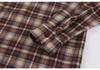 1116 spring American vintage plaid shirt women's long design feeling primed plaid shirt loose