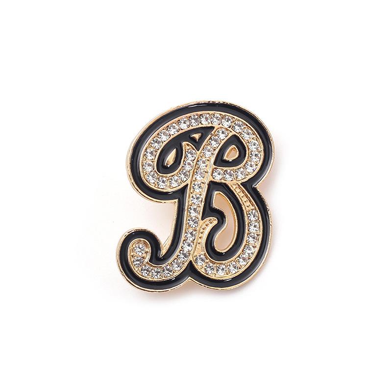 Fashion Women Rhinestone Brooch A-Z English Letter Metal Corsage Pins Crystal Alphabet Jewelry Shirt Clothes Accessories Gift