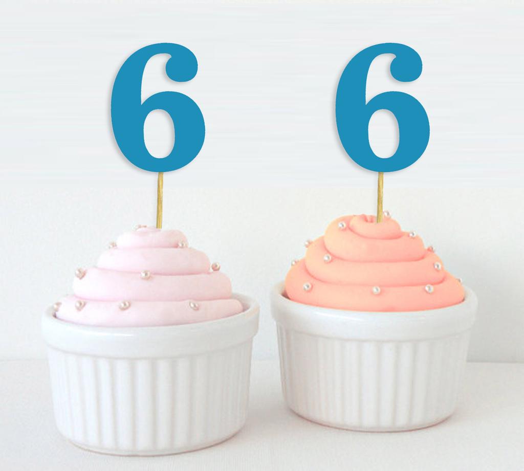 Darling Souvenir| Number 6 Birthday Year Cupcake Toppers| Birthday  Anniversary Party Dessert Decorations - Pack Of