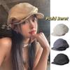Vintage Octagonal Cap Newsboy Peaked Hat Korean Plaid Beret  Women