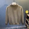 Men's European Cotton Fleece-Lined Knit Zipper Lapel Sweatshirt - Autumn/Winter, Loose Plus Size, High-End Casual Clothing