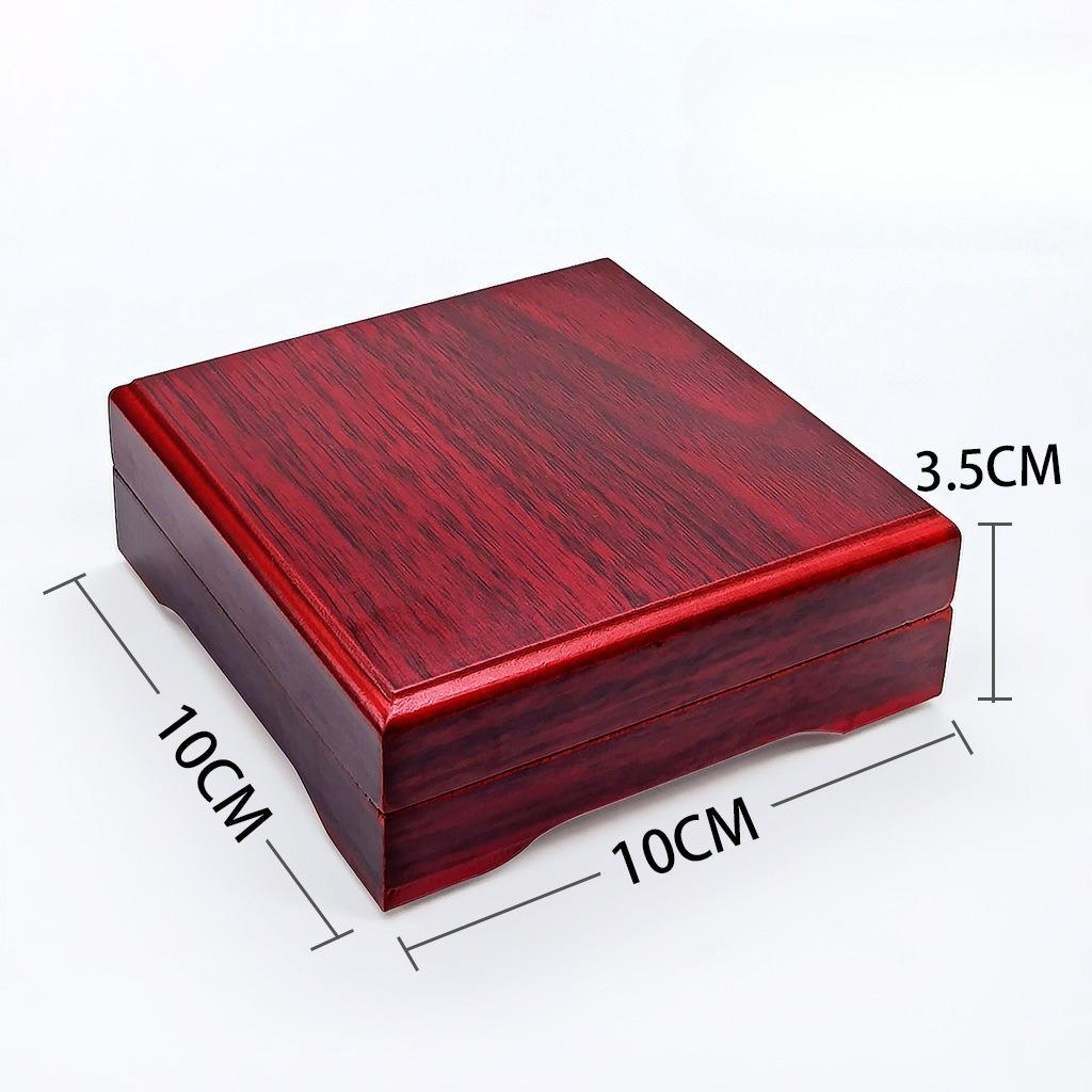 Gedenkmedaille Münze Massivholzbox, Sammelbox, Münz-Gedenkmünz-Schutzbox, Aufbewahrungsbox, Chinesische rote quadratische Box