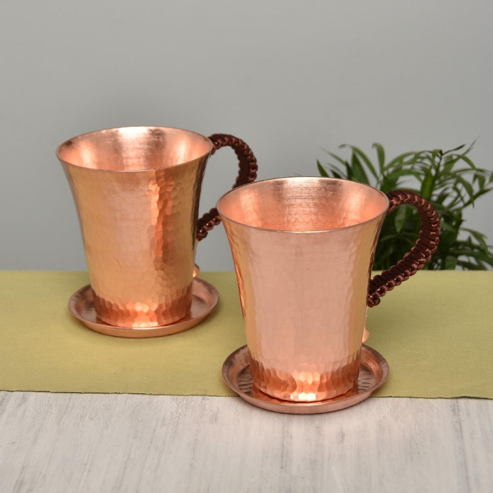 Handmade Pure Copper Coffee Mug Hammered Thickened Cup with Lid Cold Water Beer Mug Moscow Mule Drinkware Bar Tableware