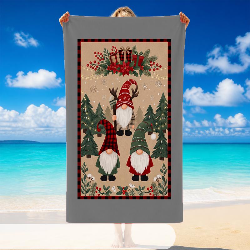 Christmas Printed Beach Towel Soft Quick Dry For Indoor Outdoor Home Use Holiday Gift