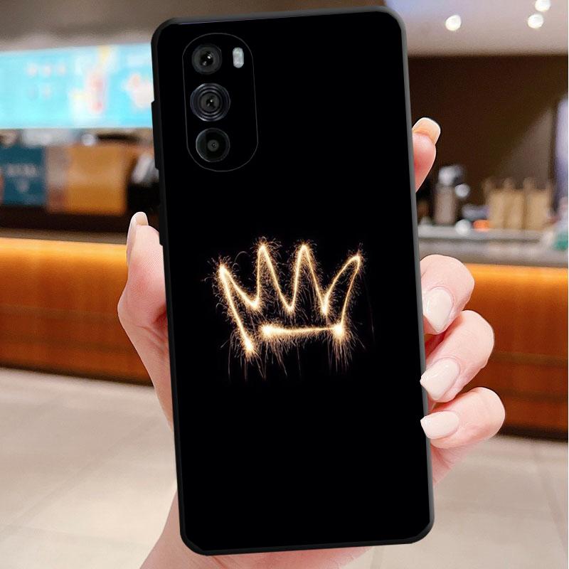 Phone Case For Motorola Edge 50 40 Pro 60 50 40 30 Ultra Neo Fusion Moto G85 G72 G53 G54 G84 G13 G32 King Queen Crown