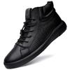 Man Genuine Leather Black Sneakers Casual Shoes Luxury Brand Italian Style Male Footwear Ankle Boots For Men Lace-Up Men'S Boots