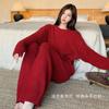 New Red Half-edge Velvet Pajamas Women's Winter Thickened Warm Homewear Christmas Natal Year Red Suit