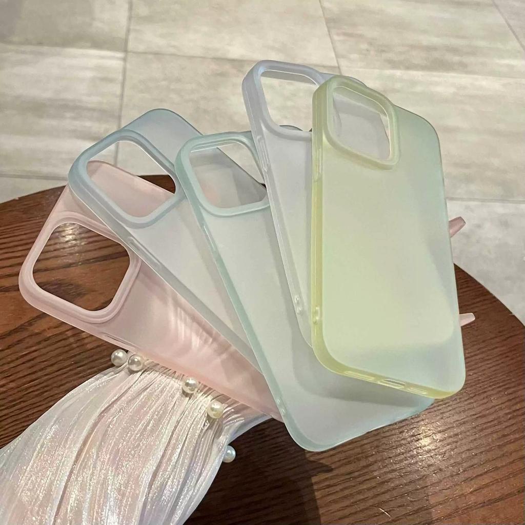Capa de Celular Fashion Soft Matte Candy Para iPhone 17 16 11 12 13 14 15 Pro Max Plus X XS Max Capas Transparentes de Borda