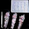 2/3 Stück Relief-Lilienblüten Nagel carving Form 3D Silikon Hibiskusblüten Blüten Modellier Schablonen Klare Harz Epoxid Nagel Werkzeuge