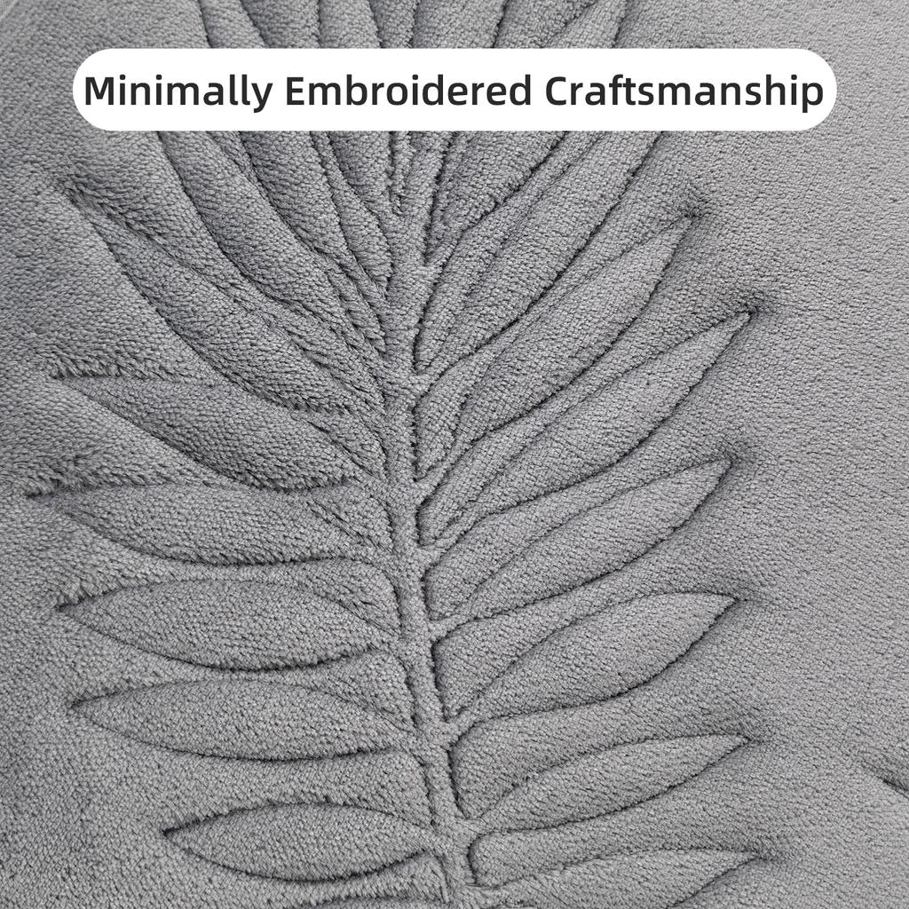 Polyester bathroom mat with embossed leaves, anti slip and absorbent carpet, suitable for bathroom, bedroom, living room, home d