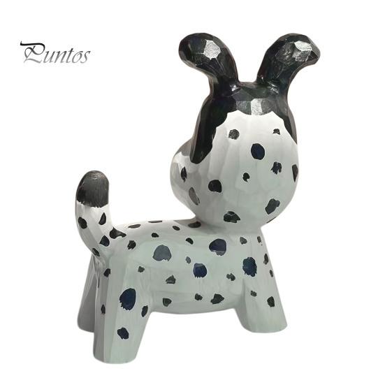 Playful Tongue Out Dog Statue Handmade Dalmatian Figurine, Cute Sculpture, Wooden Desk Decor for Home Office Bookshelf, Unique Gift Lovers Small