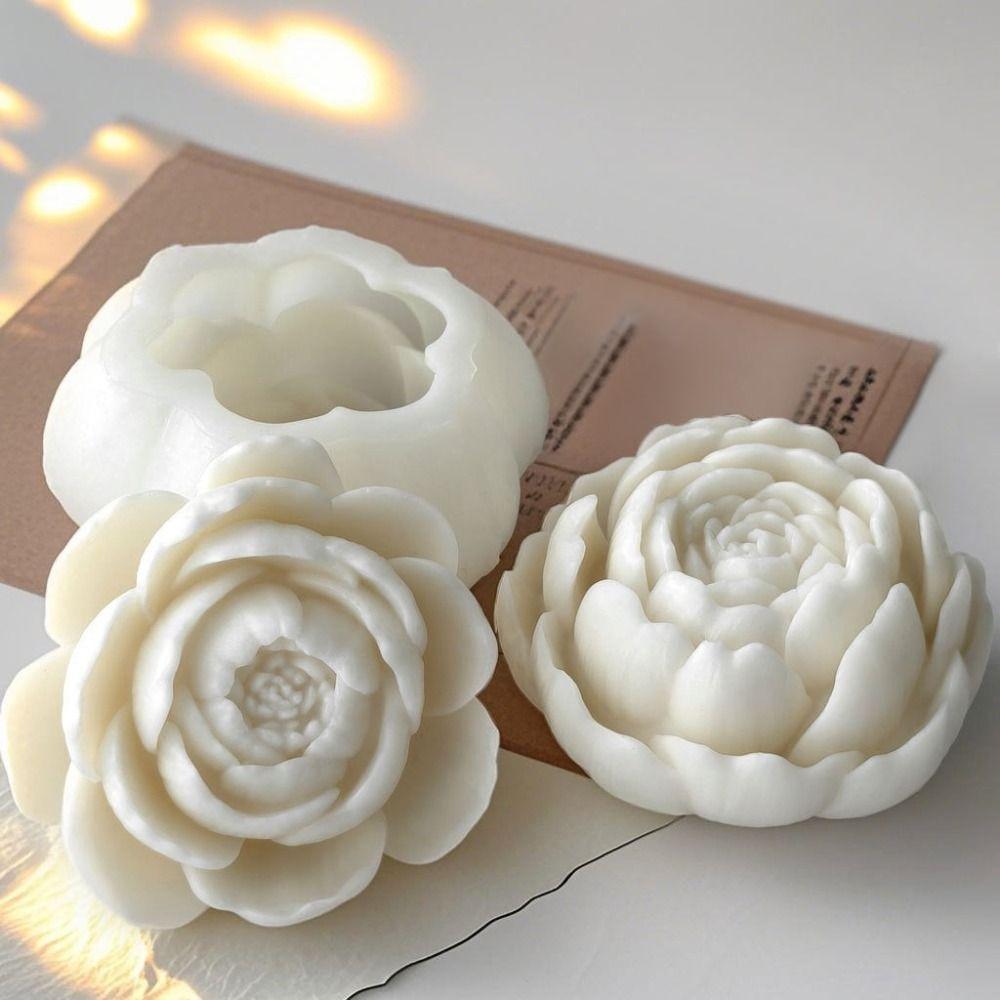 Cake Molds Silicone Lotus Candle Mold 3D Flower Resin Rose Candle Mold DIY Handmade Gypsum Craft Peony Candle Mold Candle Making