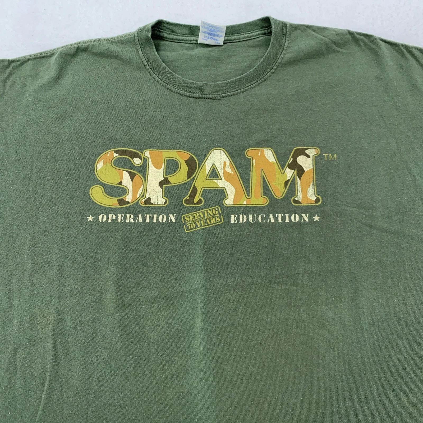 

Vtg Spam Operation Education T-Shirt XL Canned Meat Ham 70 Years Camouflage L