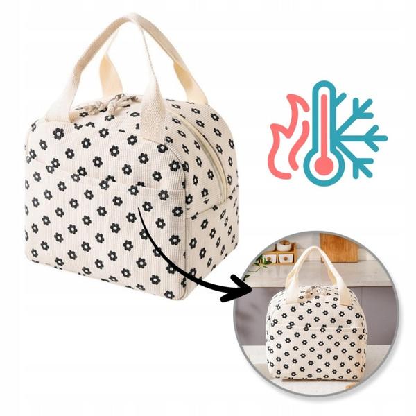 Ecarla Torba Termiczna Piknikowa Lunch Box 26X21X18Cm Stokrotki Pjm45