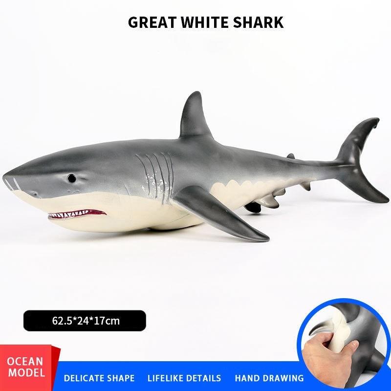 62.5cm Large Size Megalodon Great White Shark Simulation Animal Model Toy For Kids