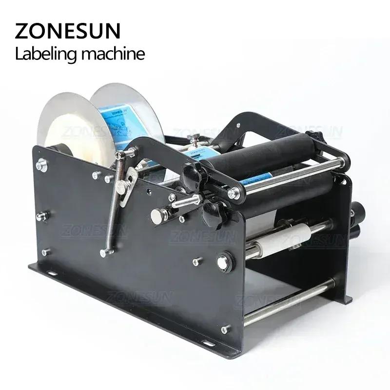 ZONESUN Manuelle Etikettiermaschine Mit Griff Etikettenapplikator Metall Runde Flaschenverpackungsmaschine Flaschenetikettierer ZS-50P