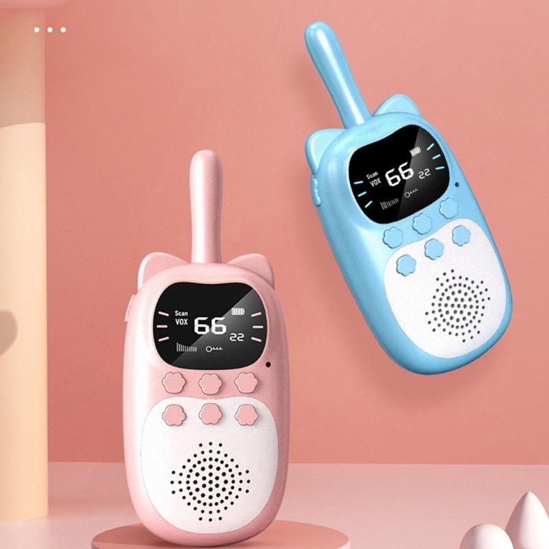 USB Rechargeable Walkie Talkie for Kids Outdoor Adventure Electronic Walkie Talkie Toy Cartoon Walkie Talkie for Camping