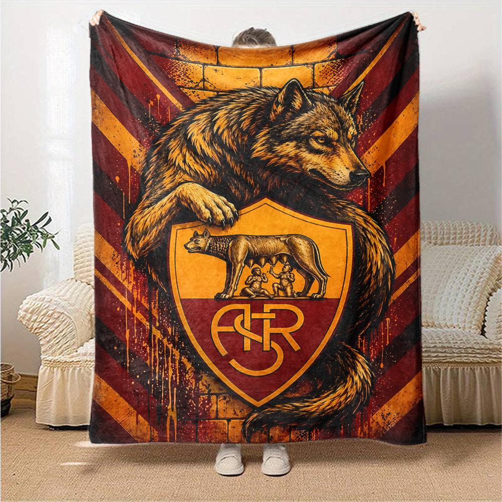 1pc Blanket - Rome logo Print Design,Lightweight Blanket for Sofa,Bed- Soft &Warm,Gift for All Seasons