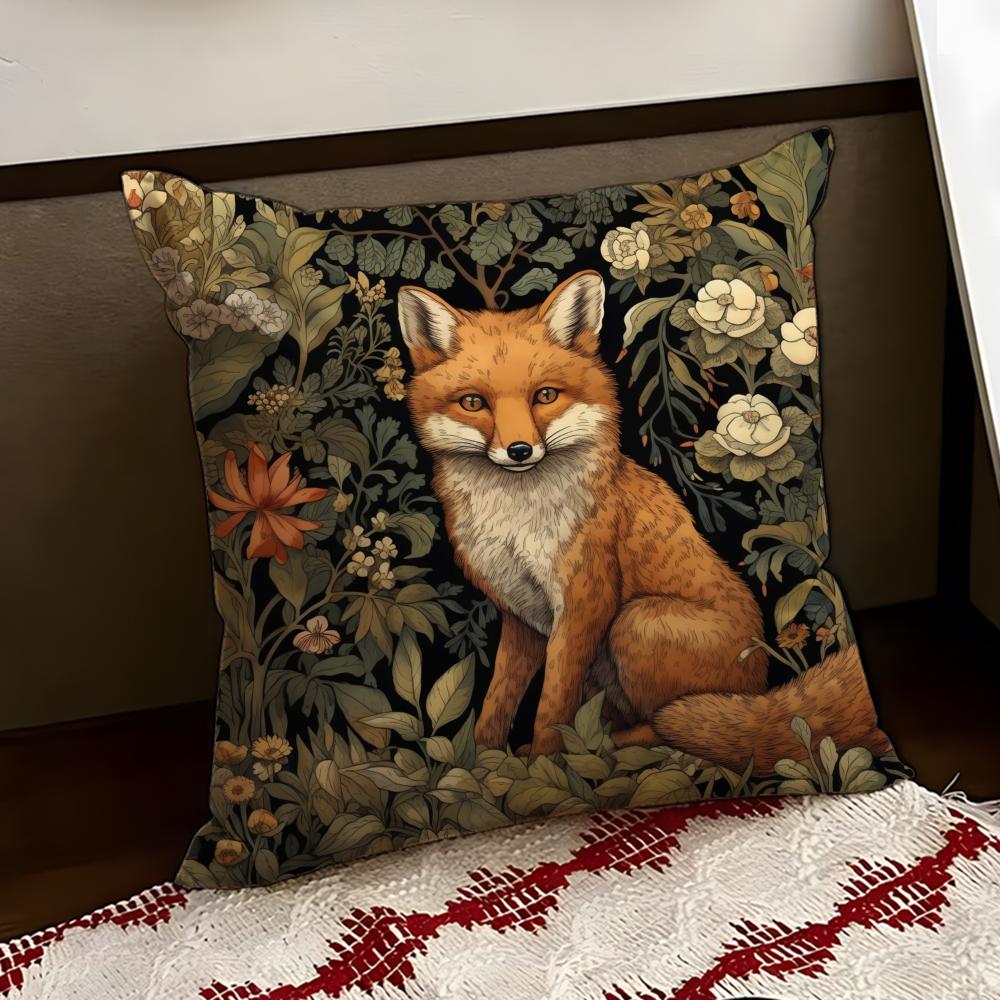 WWilliam MMorris Art Fox Cushion Cover Reversible Soft Durable Pillow Cover Home Car MultiScene Use for Daily Comfort