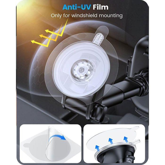 Support Téléphone Voiture avec Ventouse, Rotation 180° Réglable Stable - Noir