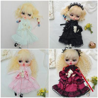 Blythe Doll Clothes Multiple Colors Vintage Lace Long Dress 28-30cm OB22 OB24 AZONE Blyth Doll Accessories Blythe Doll Dress