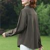 Plus Size Women's Loose Long Sleeve Button-Down Shirt, Solid Color Casual Office Blouse (3XL-7XL)
