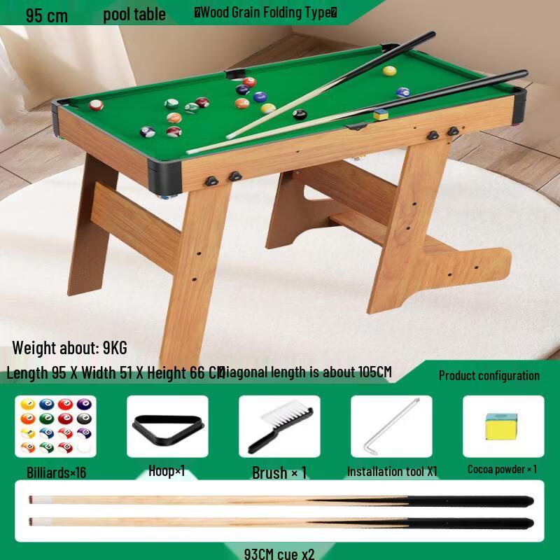 Kids Home Mini Pool Table - 108cm Wood Grain