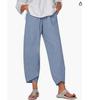 Summer Women Elastic Waist Pants Cotton Loose Casual Trousers