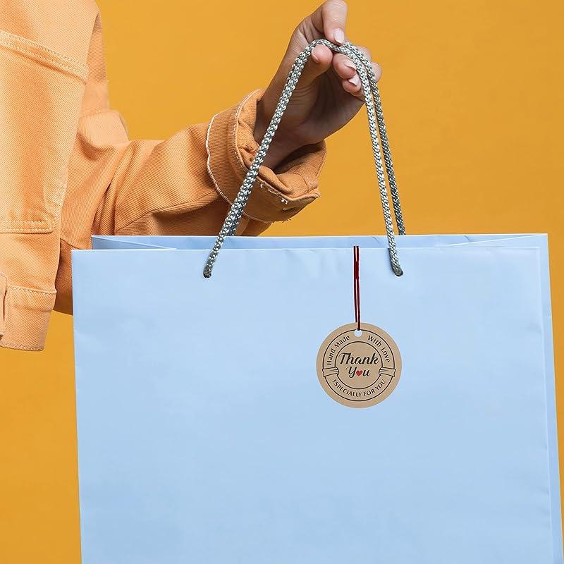 

Clickedin - 50 Pieces Thank You Handmade with Love Craft Tags for Packaging with String коричневый
