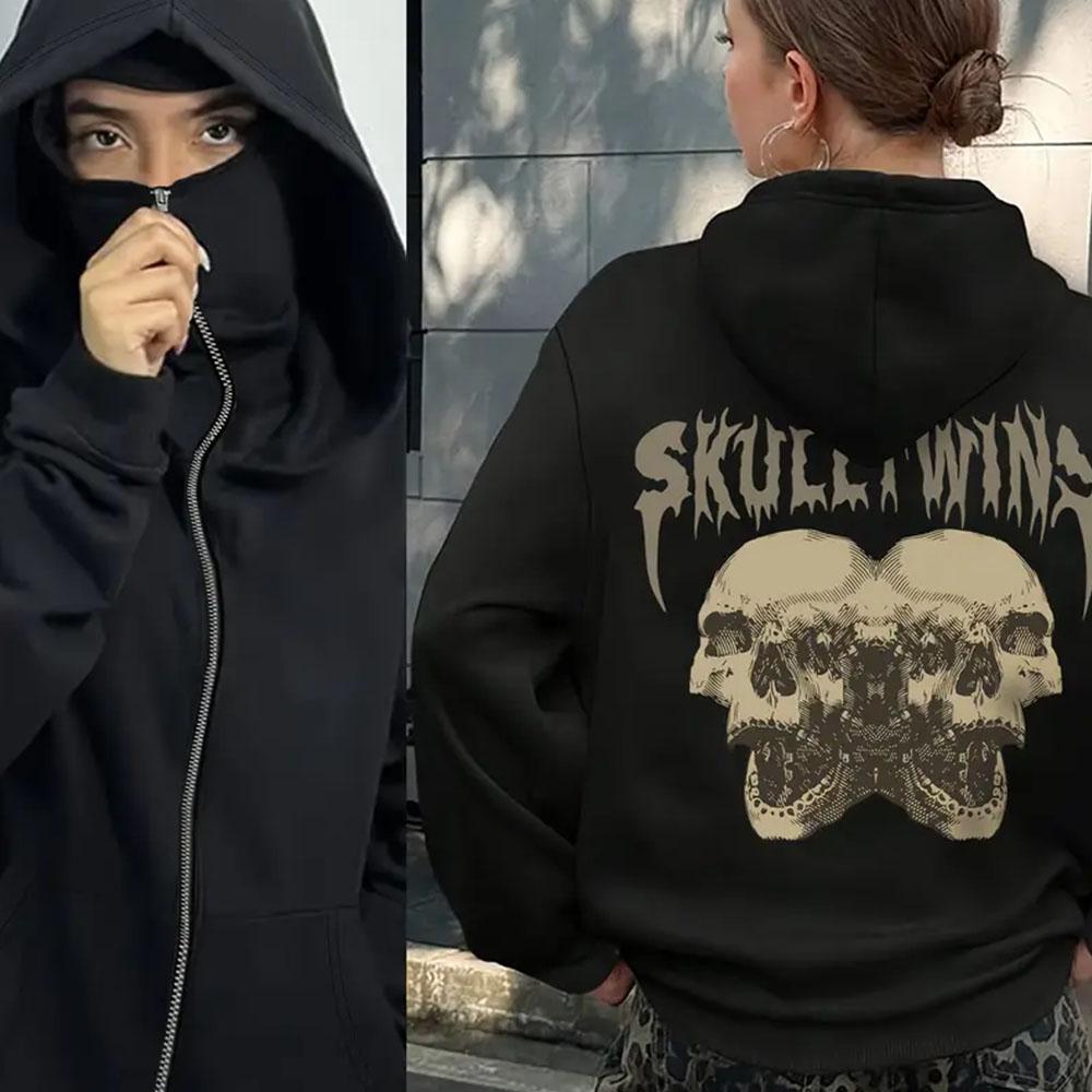 Men's Zipper Hooded Jacket, Zipper Closure Design Suitable for Daily Y2K Gothic Casual Jacket, Fashionable Zipper Hooded Sports High-quality Jacket