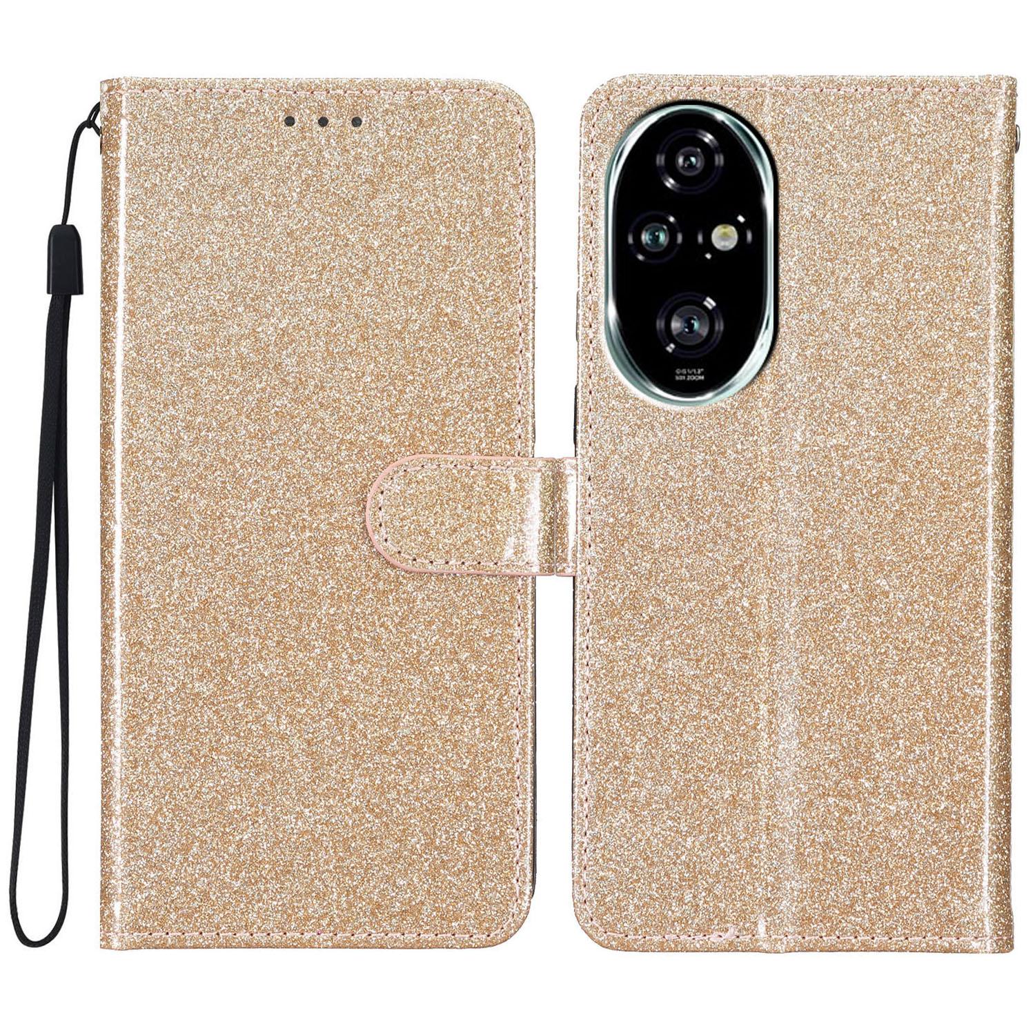 For Honor 200 Pro 5G Wallet Case Glitter Anti-Scratch Leather Phone Cover Stand B