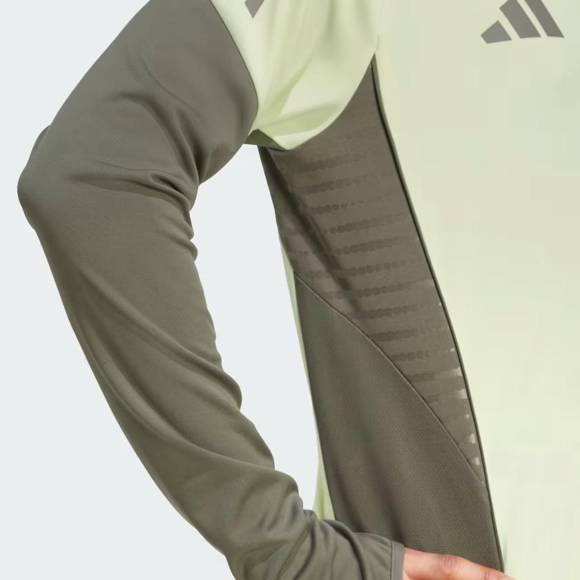 adidas Color Block Slim Fit Long Sleeve Soccer Shirt Men Tops Yellow Green JP3979