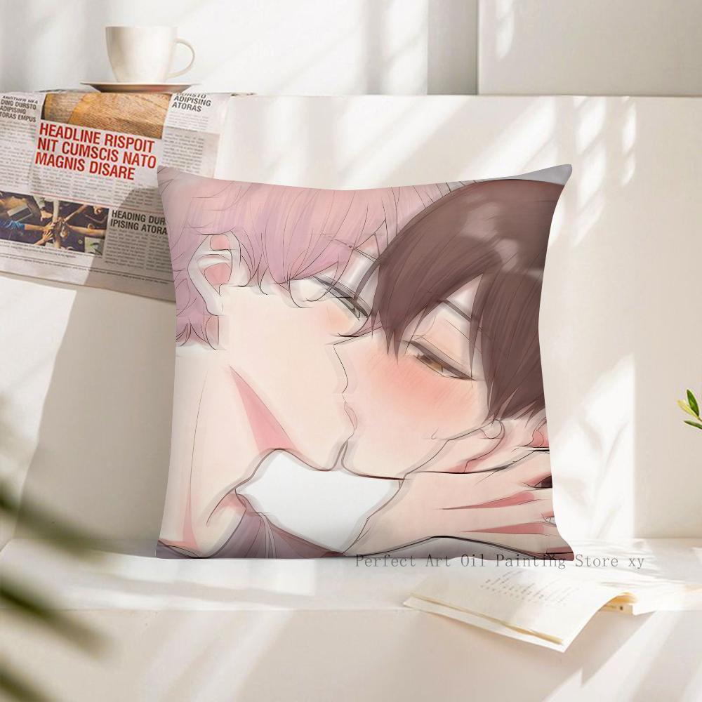 Anime BL Yaoi Pillow Case Square Pillow Cushion Cover Bedroom Sofa Room Decoration Casual Pillow Cover