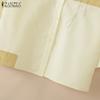 ZANZEA Damen Casual Turn Down Kragen Sommer Kurzarm Bluse