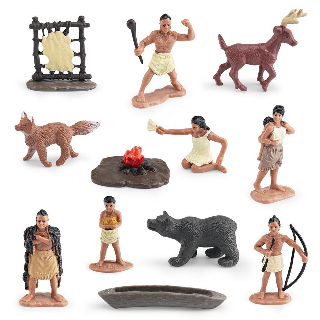 Native American Pvc Figurine Pack With Animal Figures For Themed Room Decoration