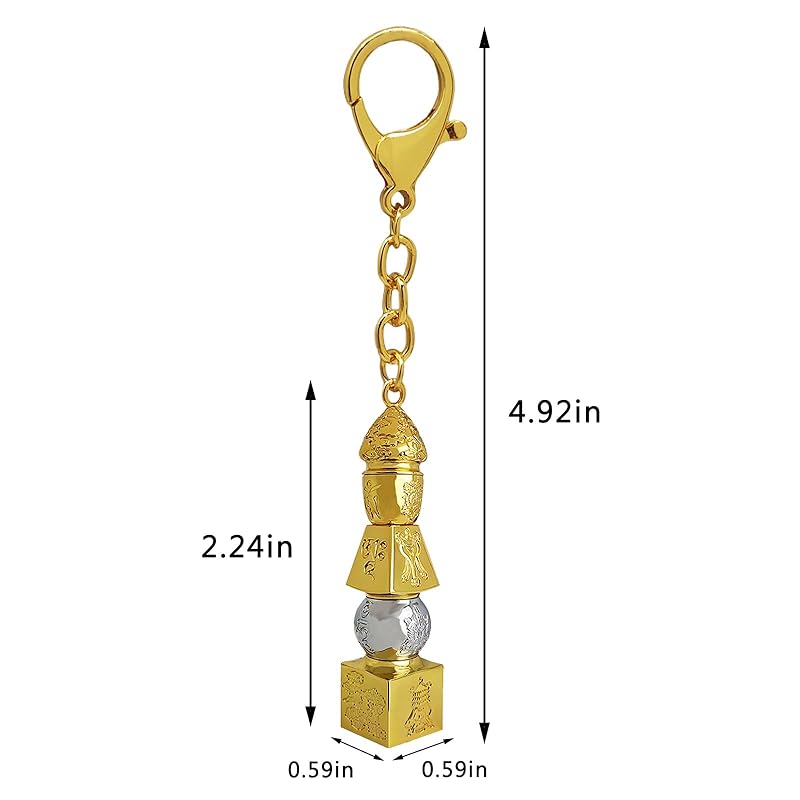 [YISHUI] (Isui) feng shui 3 colors 5 elements Five elements pagoda key ring Five Yellow Pagoda decoration energy amulet Good luck goods relationship