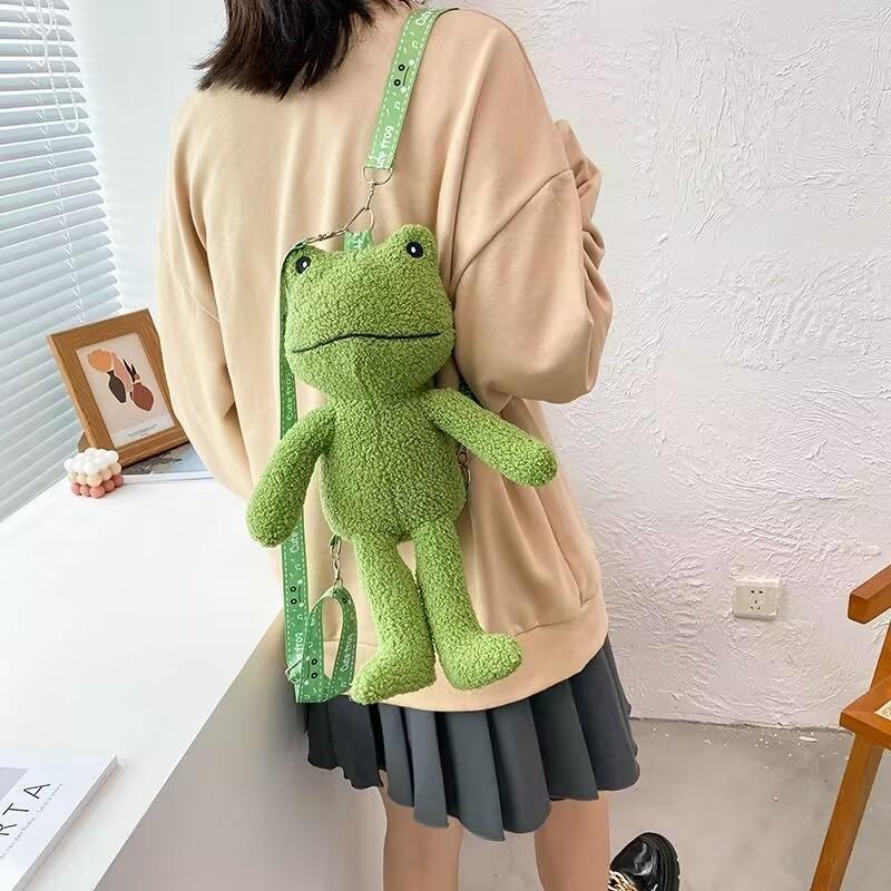 Plush Crossbody Frog Bag Doll Shoulder Cute Cartoon Toy Backpack Birthday Gift