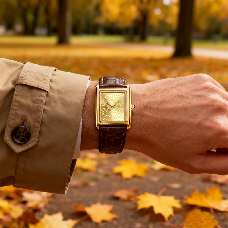 Fashion Luxury Watches for Man Simple Square Gold Dial Men's Watch Waterproof Tank Watches Clock Reloj Hombre New Year Gifts