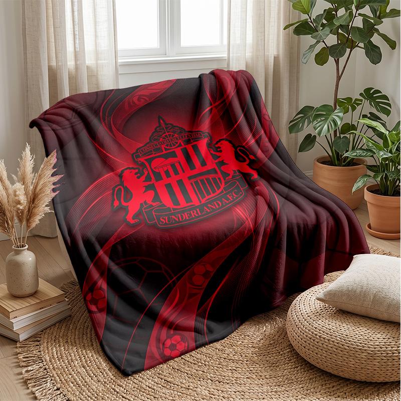 Sunderland Football Print Flannel Blanket, Soft Warm Lightweight Throw Blanket for Sofa Bed Camping