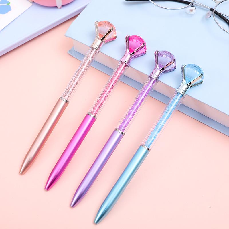 

Crystal Diamond Metal Ballpoint Pen 0.7mm – Elegant Blue Signature Stationery Bullet Tip 0.7mm