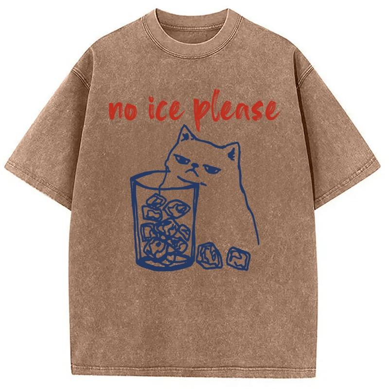 Men's Clothing Fashion Korean No Ice with Cat Printed Washed T-Shirt Female Short Sleeve 100% Cotton Heavyweight Tops