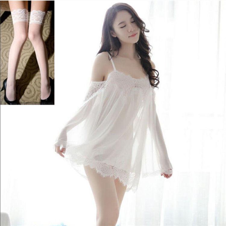 Sexy Lingerie Women Are Extremely Tempting To Flirt Super Saucy Large Size Transparent Lace Suspender Skirt Free Suit