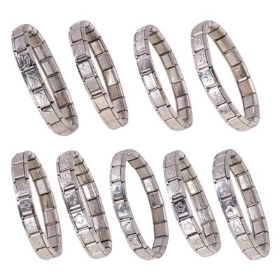 Elegant Sturdy Stainless Steel Italian Charm Bracelet Set Gold and Silver Modular Jewelry Accessory for Men and Women
