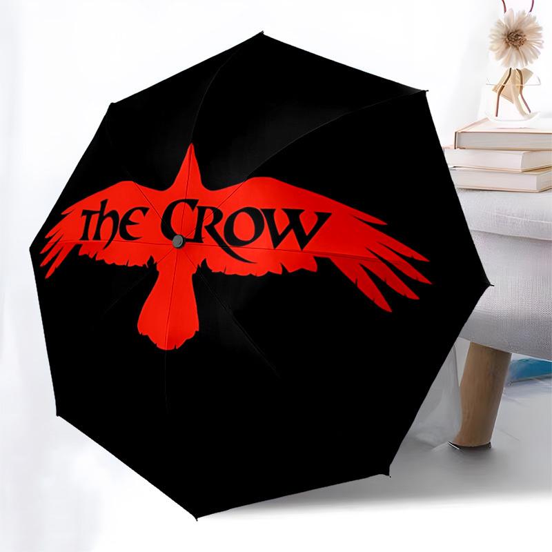 1 Stück The Crow Automatischer Regenschirm | Tragbar Faltbar 8-Rippen Manuell Öffnend, Süßes Halloween & Weihnachtsgeschenk für Draußen, Lässiges Accessoire, Langlebige Schirmkappe y