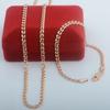 3mm 5mm Breite Damen Kette Herren 585 Roségold Farbe Halskette Armband Schnecken Set Zirkon