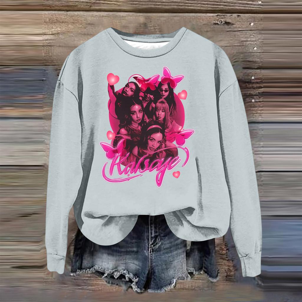 Women's Fashion Casual Long Sleeve Loose Printed Sweatshirt