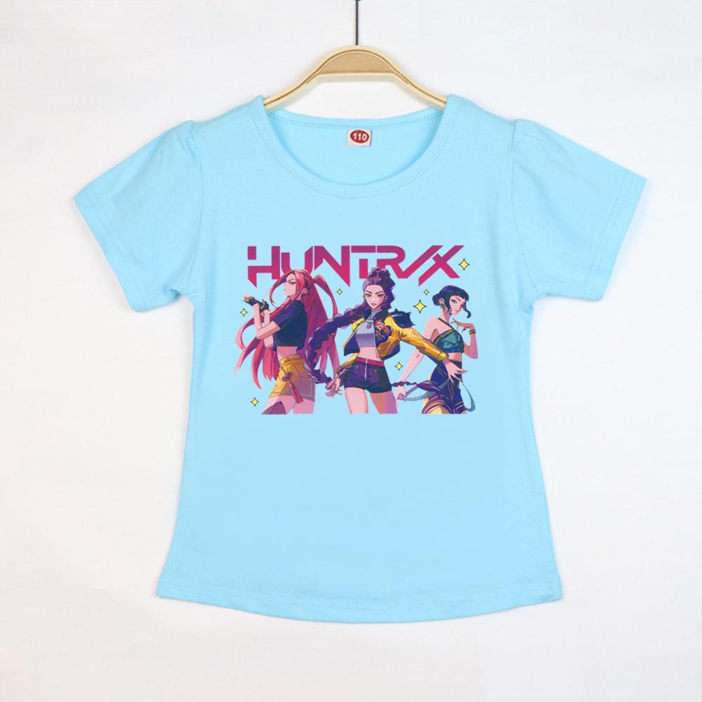 New T-shirt Anime Kpop Witch Hunting Group Printing Children T-shirt Fashion Casual Cartoon T-shirt Girls Children's Clothing